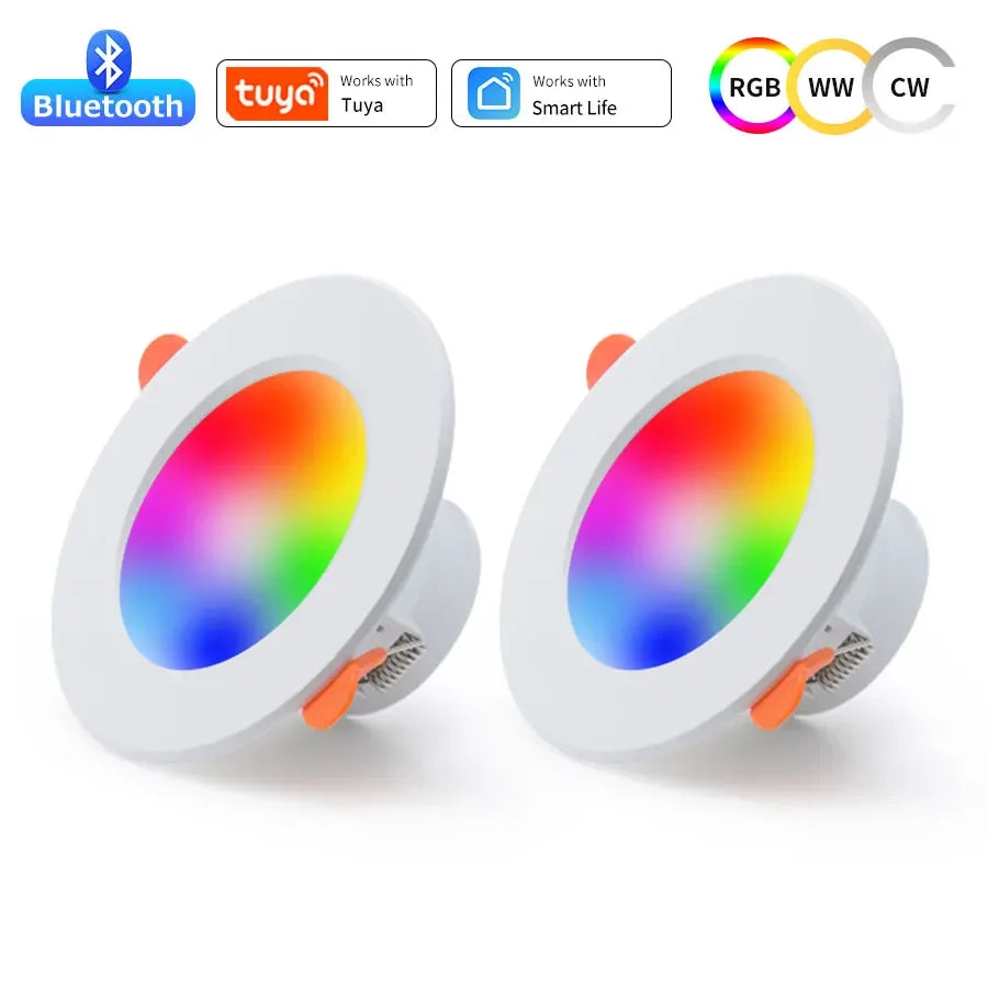 Tuya Bluetooth Smart LED Downlight 10W Smart Life APP LED Lamp Bulb Dimmable RGB RF 2.4G Remote Group Control Led Spot Lights