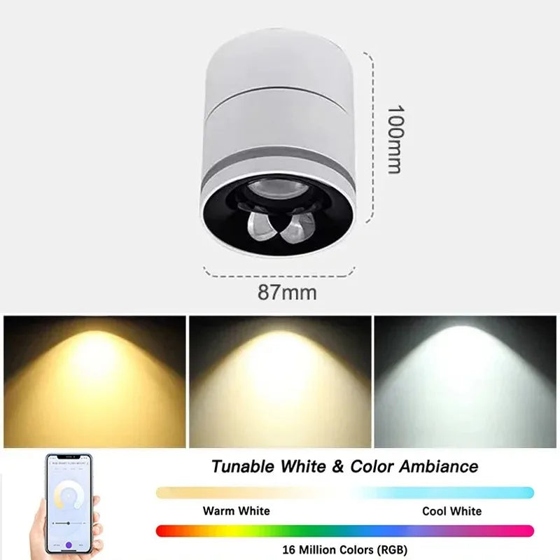Zigbee/WiFi Tuya Smart Ceiling Light RGB Dimmable Spotlights Adjustable Angle COB Downlight Voice Contro Work with Alexa Google