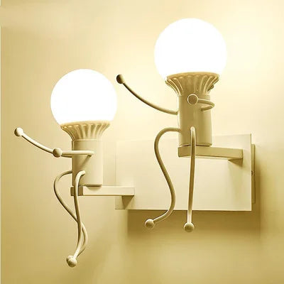 Modern Wall Lamp Iron Cartoon Humanoid Wall Lamps For Living Room Bedroom Nordic Home Decor Bedside Wall Light Bathroom Fixtures