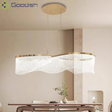 Medieval Bauhaus Luxury Fiberglass Paper Scarf Shape Wedge LED Pendant Light Lustre Lamps for Living Room Decoration Chandeliers