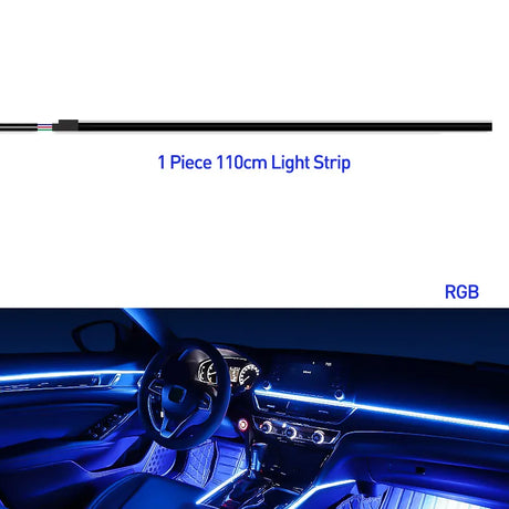 4404773722547318 in 1 Car Ambient Light 64 Color Acrylic Strips 110cm 90cm 75cm 35cm 20cm Full Colors RGB Car Interior Bluetooth App Control