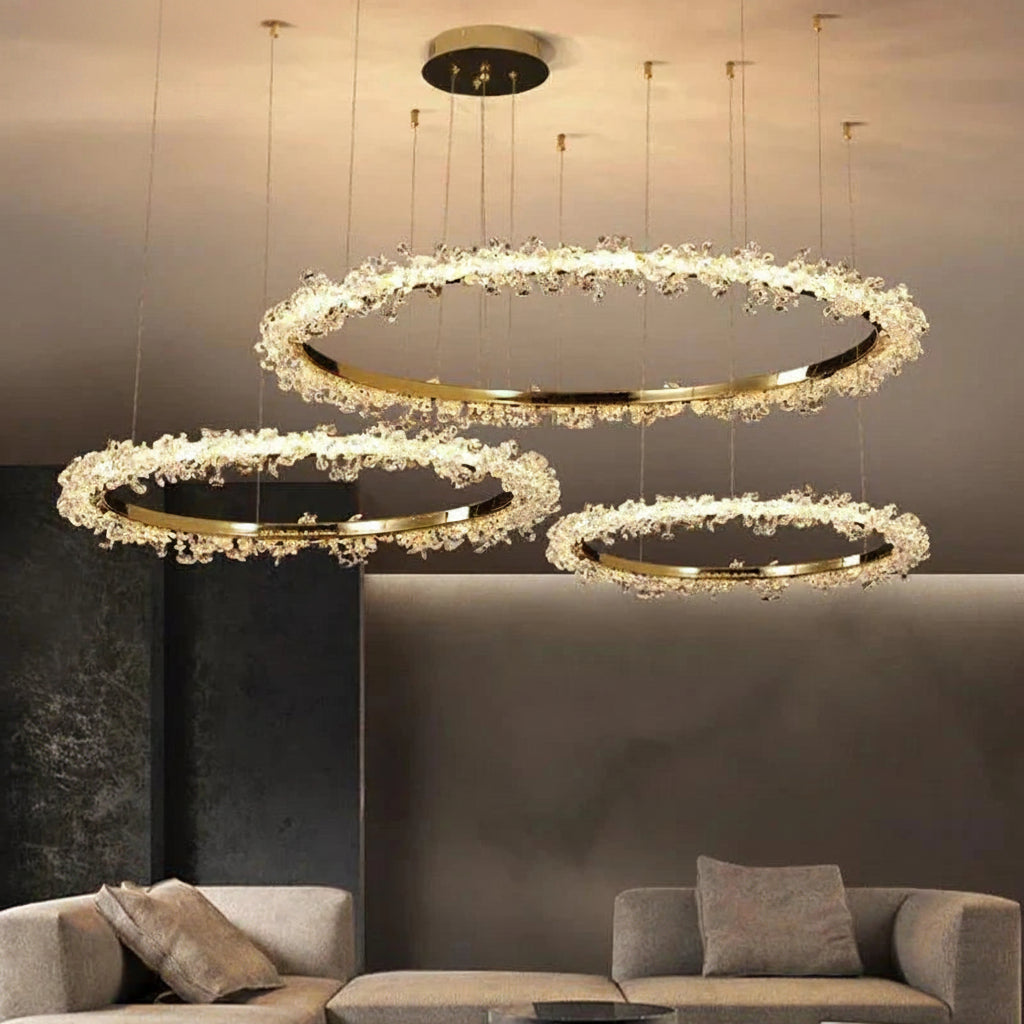 Modern Luxury Crystal LED Chandelier - Minimalist Pendant Light for Living Room