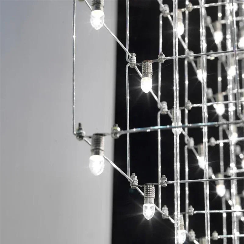 2026 Luxury Cube Glass Chandelier - Modern Villa & Hotel Lobby Hanging Lamp