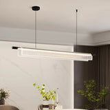 Simple Acrylic Linear LED Chandelier for Dining Table Kitchen Island Restaurant Bar Office Study Modern Iron Strip Pendant Light