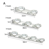 Square LED Mirror Light Bathroom Cosmetic room Round Crystal Wall Lamps 2-4head Stainless Steel indoor Lighting fixture