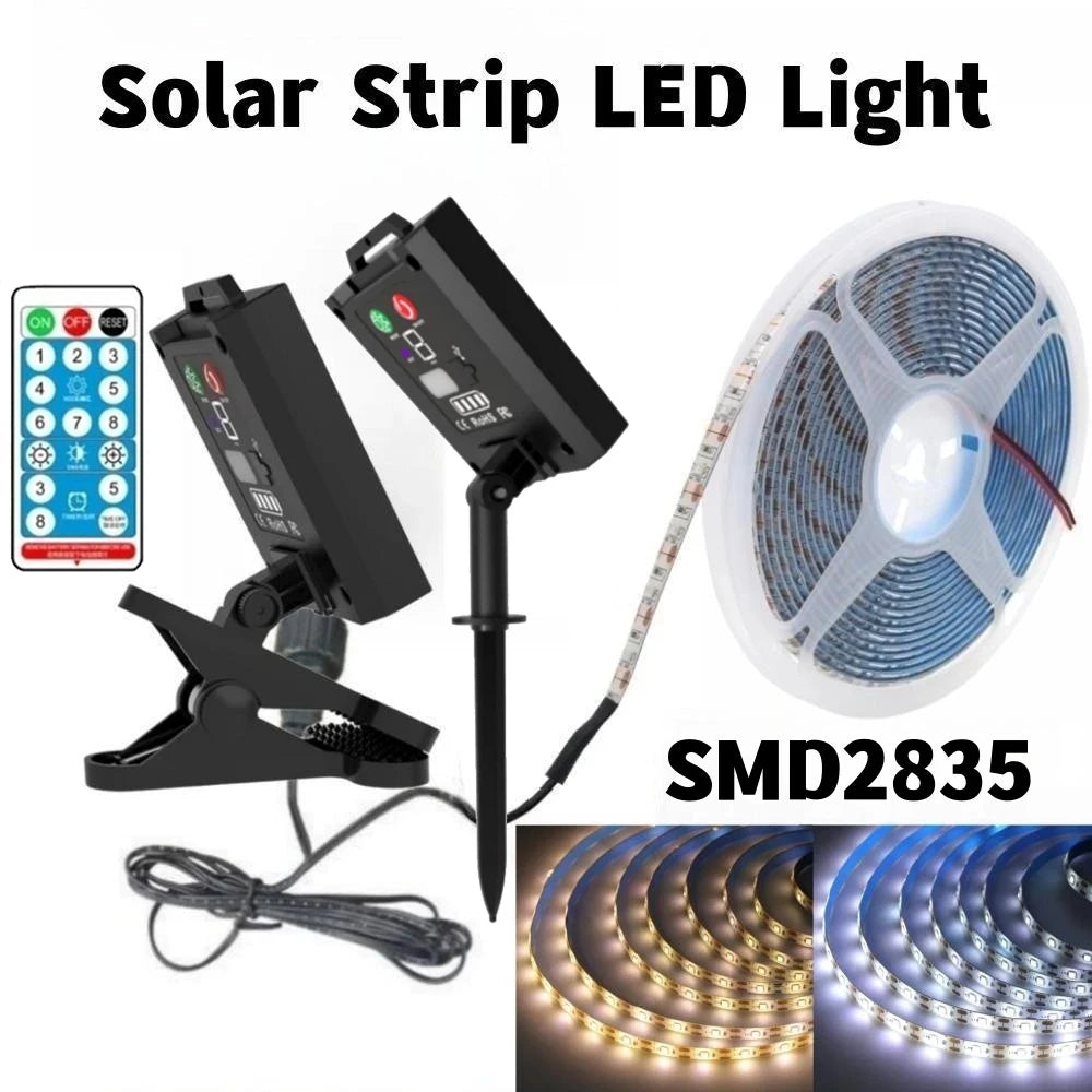 Outdoor Solar Lights 5V 2835 60LEDs/m Waterproof LED Strip Warm White/White Light Bracket/Clip Style Solar Lamps for Garden