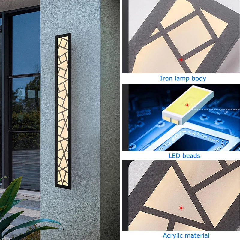 IP65 Waterproof LED Long Wall Sconce (Black Anti-Rust) - Decorative Bird's Nest Exterior Porch Light Fixture for Gardens, Terraces & Garage