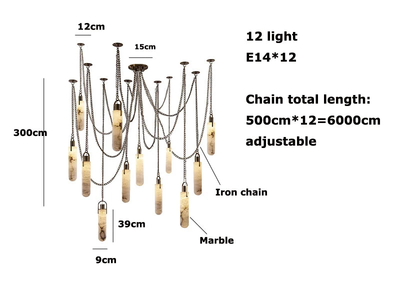 Marble Design Gold Chrome Dimmable LED Hanging Lamps 2026 Chandelier Suspension Luminaire Lampen For Dinning Room