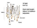 Marble Design Gold Chrome Dimmable LED Hanging Lamps 2026 Chandelier Suspension Luminaire Lampen For Dinning Room