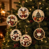 6Pcs Wooden Christmas Decoration DIY Pearl Art Kits for Adults, Xmas Tree Crafts Hanging Ornament Kit with Beads, Gems & Twine