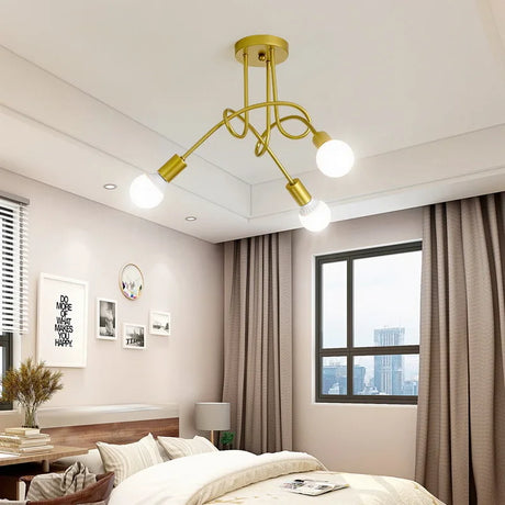 American Retro Ceiling Light Wrought Iron LED E27 Chandelier Black and White Lamp Living Room Decoration Home Lighting Fixture