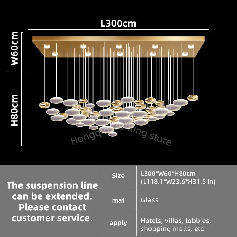 Customable Modern Chandelier Hotel Restaurant Lobby Pendant Light Luxury Villa High Ceiling Lighting Hall Glass Hanging Lamp