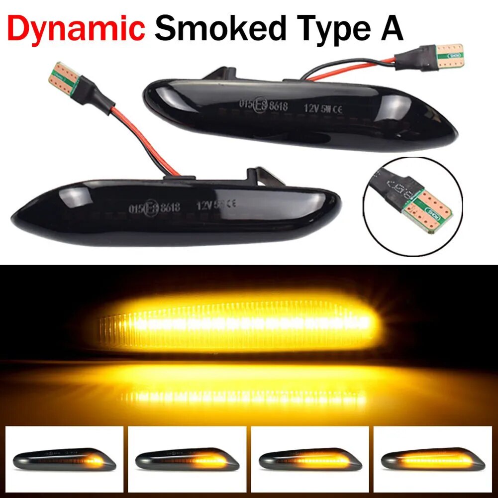 2Pcs Sequential Flashing LED Turn Signal Side Marker Light Blinker for BMW X3 E83 X1 E84 E46 E60 E61 E81 E82 E88 E90 E91 E92 E93