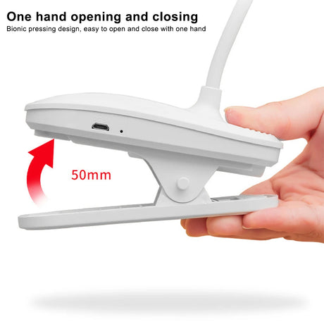 Flexible Table Lamp with Clip Step less Dimming Led Desk Lamp Rechargeable Bedside Night Light for Study Reading Office Work