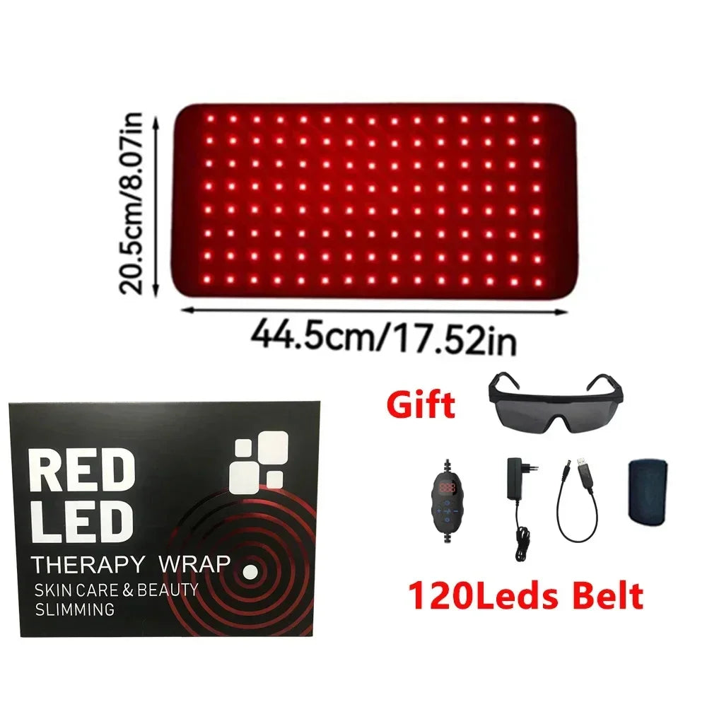 NEW 120 LEDs Red Light Belt 660nm&850nm Infrared Light Therapy Pad for Body Fatigue Deep Therapy for Back Knee Hands Feet Relief