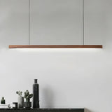 Nordic Wood Pendant Lights LED Modern Hanging Lamps Dining Living Room Kitchen Office Shop Long Strip Celling Lamp Home Decor