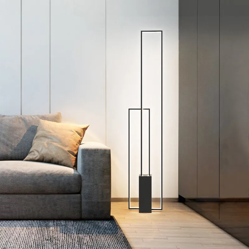 Modern Black Rectangle Led Floor Lamp Living Room Decors Led Standing Lights Loft Hotel Bedroom Bedside Dimmable Floor Lighting