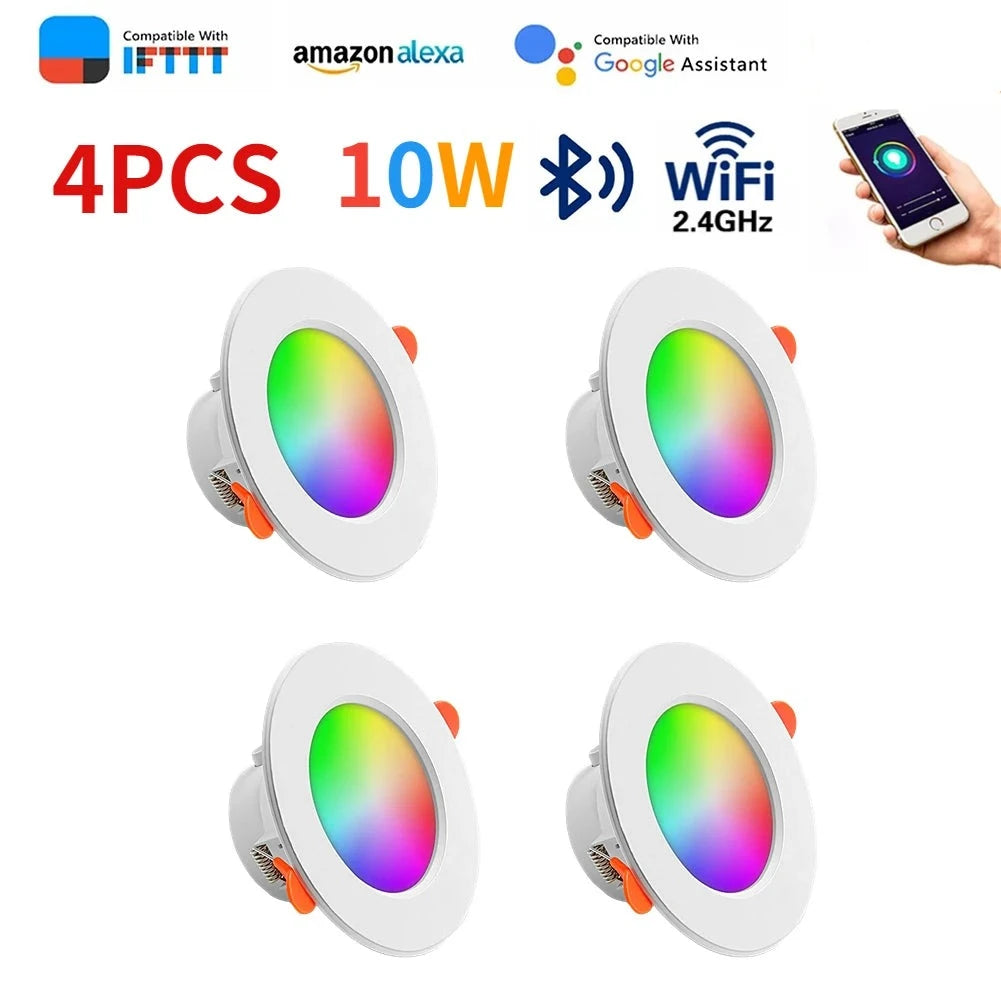 LED Downlight  Smart Life Dimming Spot Bluetooth Lamp 10W RGB+CW+WW Change Warm Smart Lamp Work with Alexa Google Home