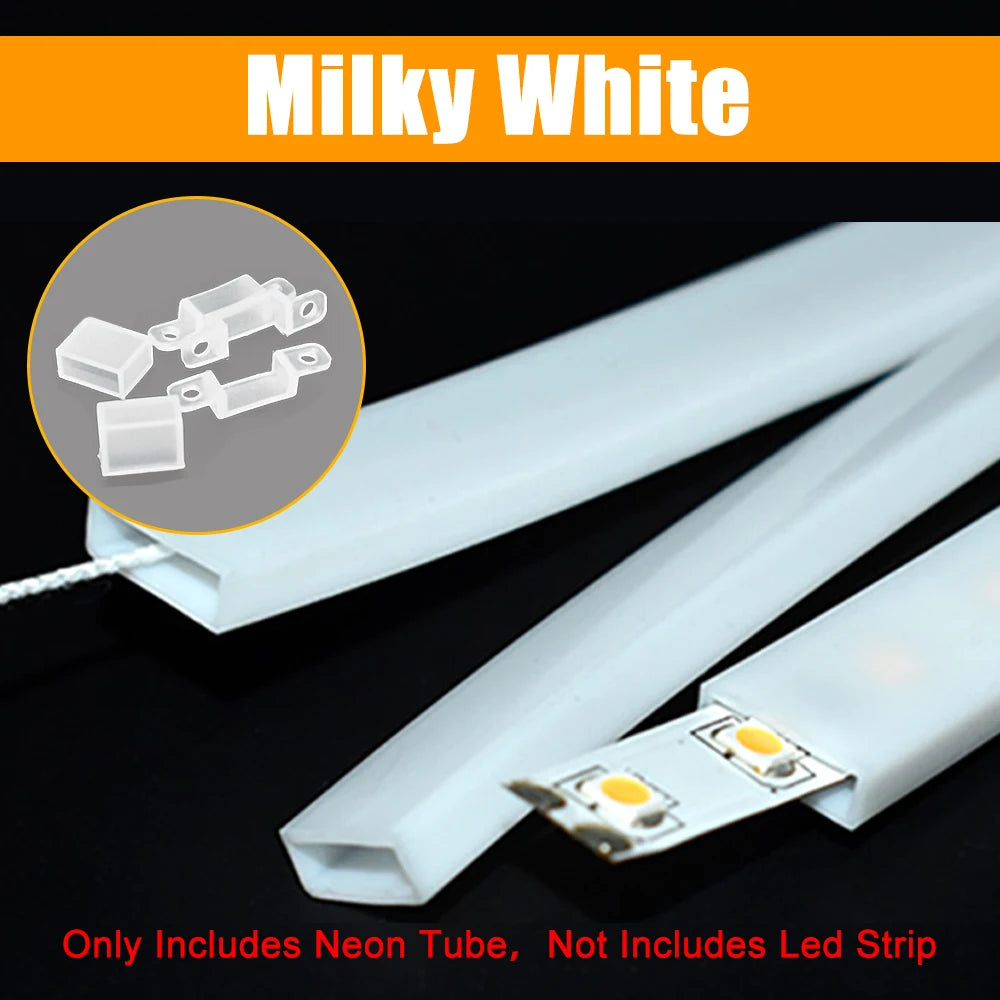 2835 5050 1210 LED Silicone Tube Flexible Protection Cover Transparent/Milky White/Black Waterproof For 8-12mm Led Light Strip