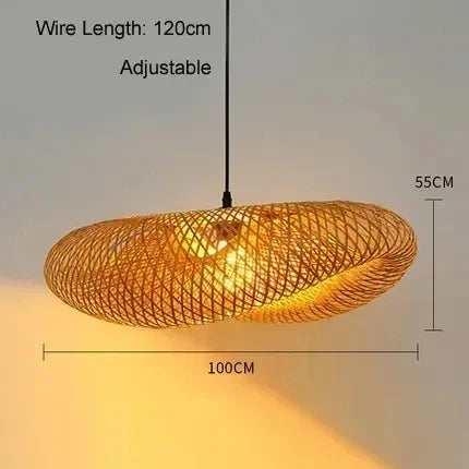Handmade Bamboo Weaving LED Pendant - Vintage Rattan Hanging Chandelier
