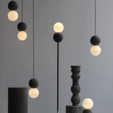 Nordic Minimalist Terrazzo LED Black Spherical Pendant Light for Living Room Bedroom Interior Design Decorative Hanging Fixtures