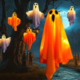 Halloween Glowing White LED Hanging Ghost - Horror Prop with Fairy Lights