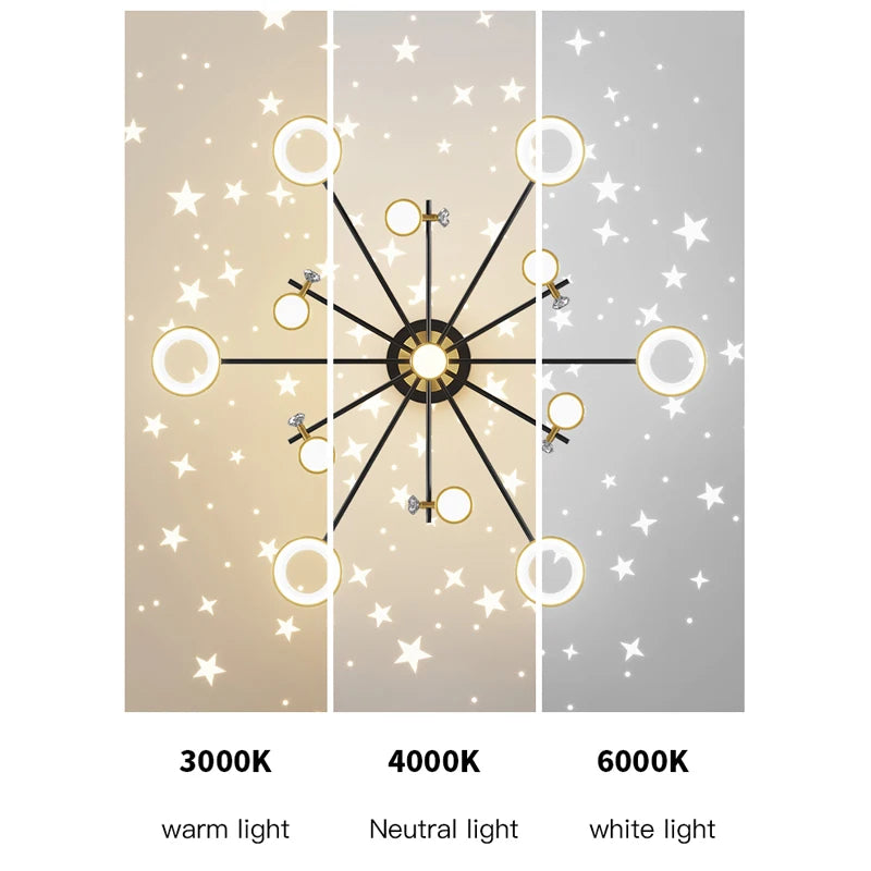 2025 Modern LED Chandelier For Living Room Bedroom Dining Room Kitchen Smart Remote Ceiling Pendant Light Indoor Decorative Lamp