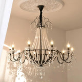 American Black Candle LED Chandelier - Luxury Crystal Pendant for Stairs