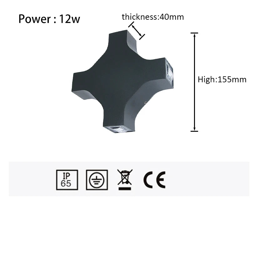 12w Cross Star Light Outdoor Waterproof Wall Lamps LED Front Door Wall Lights Garden Porch Wall Sconce AU68