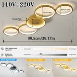 Golden LED Ceiling Light 110v 220v 3 Colors Dimming Modern Creativity Remote Control Living Room Bedroom Aluminum Lamp
