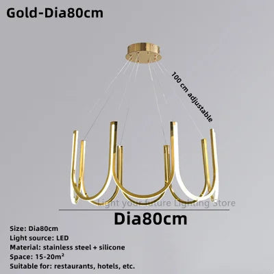 Nordic Gold Postmodern Minimalist  Led Ceiling Chandelier For Living Room Bedroom Restaurant Indoor Lighting Pendant Lamp