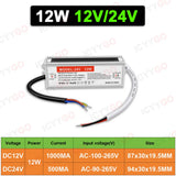 12W 24W 36W 60W IP68 Waterproof Power Supply Transformer For Outdoor Lighting, AC90-265V to 12V/24V Waterproof LED Driver