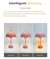 D2 New Mushroom Flower Bud Rechargeable LED Table Lamps Desk Light For Bedroom Dining Touch Night Light Simple Modern Decoration