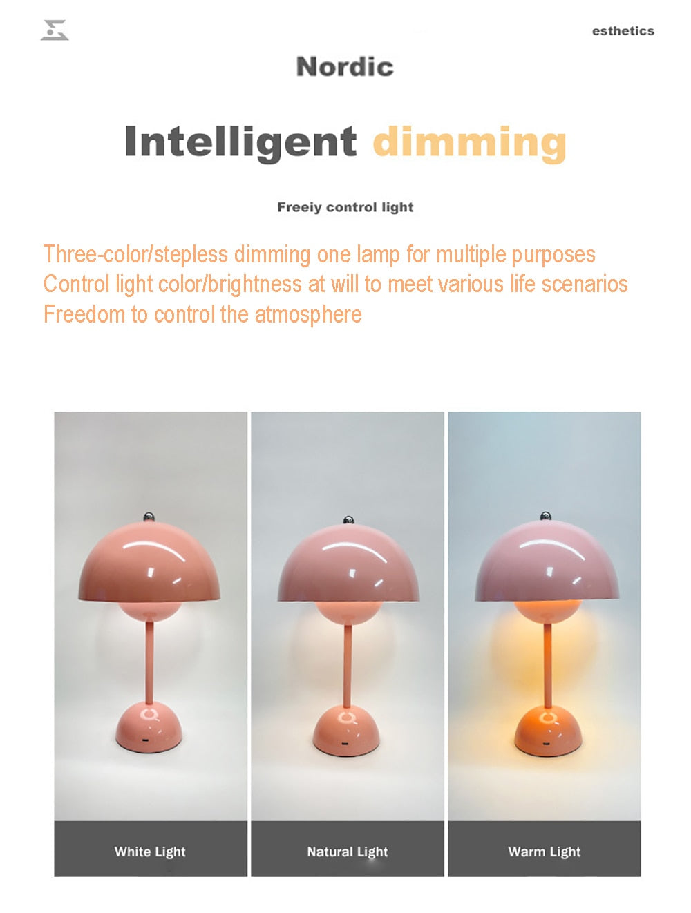 E2 New Mushroom Flower Bud Rechargeable LED Table Lamps Desk Light For Bedroom Dining Touch Night Light Simple Modern Decoration