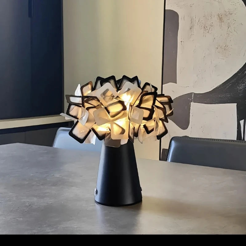 Nordic Italian Designer Flower LED Table Lamp (E14 Bulb Base) - Simple Modern Creative Accent Desk Light for Bedroom Bedside & Living Room Decor