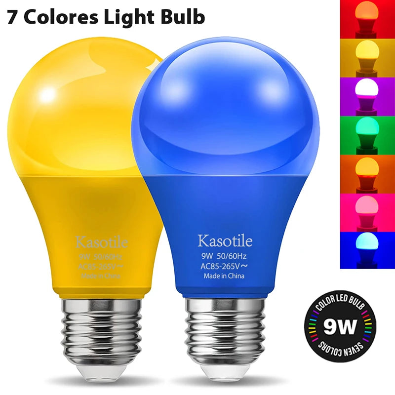 7 Colors LED Energy Saving Bulb E26 9W AC85-265V for Wedding Home Part ...
