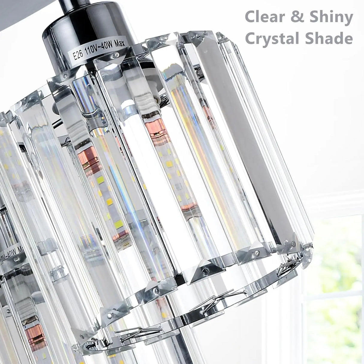 Modern Semi Flush Mount Ceiling Light, 3-Light Crystal Gold Close to Ceiling Fixture, Clear Crystal Shade for Kitchen Hallway Ba