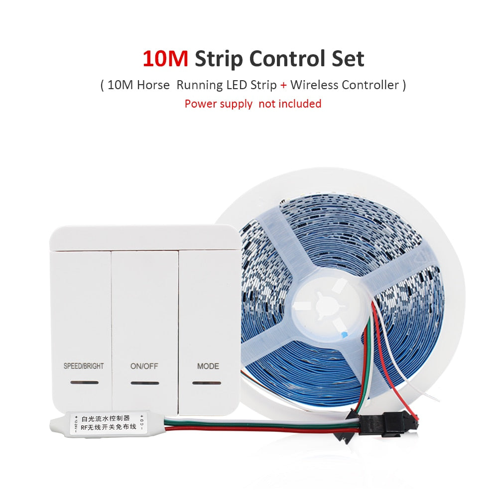 DC24V 10M WS2811 Horse Race LED Strip 2835 120Led/m Running Water Flowing Light with Wireless Controller Cool Natural Warm White
