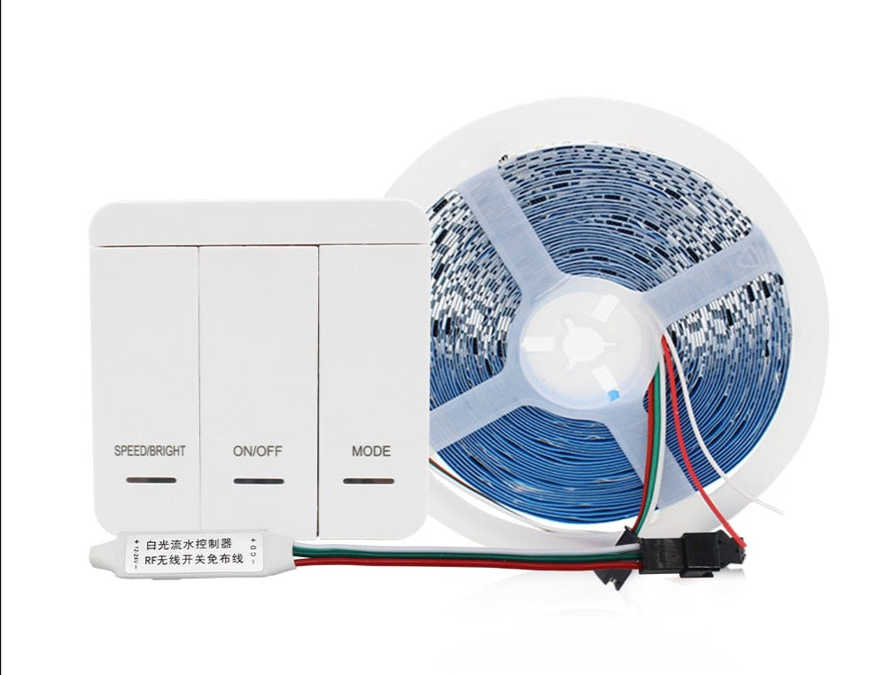 DC24V 10M WS2811 Horse Race LED Strip 2835 120Led/m Running Water Flowing Light with Wireless Controller Cool Natural Warm White