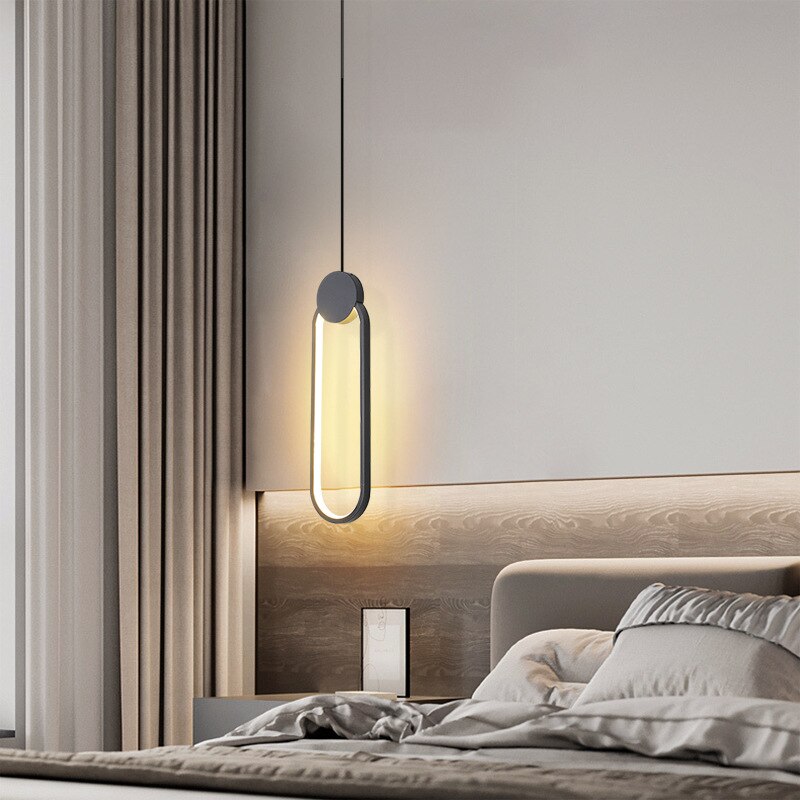 Modern LED Black White Circle Pendant Light Lighting for Bedside Bedroom Living Dining Room Study Hanging Lamp Indoor Decoration