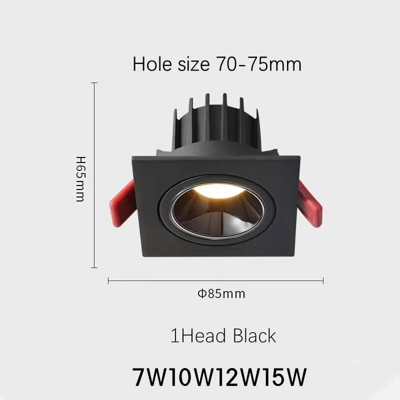 Recessed LED Ceiling Lamp Angle Adjustable 7W 24W Single/Double Head LED Spot lights Anti-Glare Downlight For Home Office Store