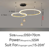 2025 New Pendant Light Lusters For Living Room Chandelier Modern Creative Circle Ring Bedroom Lamps Restaurant Ceiling Luminaire