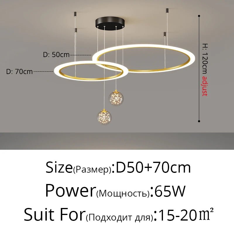 2025 New Pendant Light Lusters For Living Room Chandelier Modern Creative Circle Ring Bedroom Lamps Restaurant Ceiling Luminaire