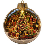 Acrylic Material Christmas Ball Ornament Transparent Design 8CM Size Santa Claus Pendant with Light Holiday Tree Pendant
