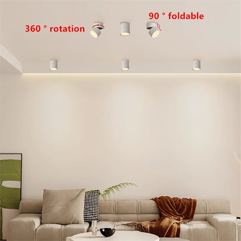 Surface Mounted Anti-Glare LED Tube Light Dimmable 7W10W15W20W24W Folding and Rotating Ceiling Lamp Spotlight 110/220V Downlight
