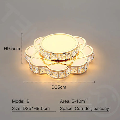 Fashion Flower Crystal LED Aisle Ceiling Chandelier Lamps Gold Plat fonier For Corridor Lustre Corridor Balcony Entrance lighting