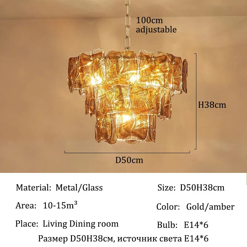 Luxury Murano Glass Ceiling Chandelier Pendant Light - Handcrafted Modern Hanging Lamp Fixture for Dining Room, Living Room & Home Interior Decor