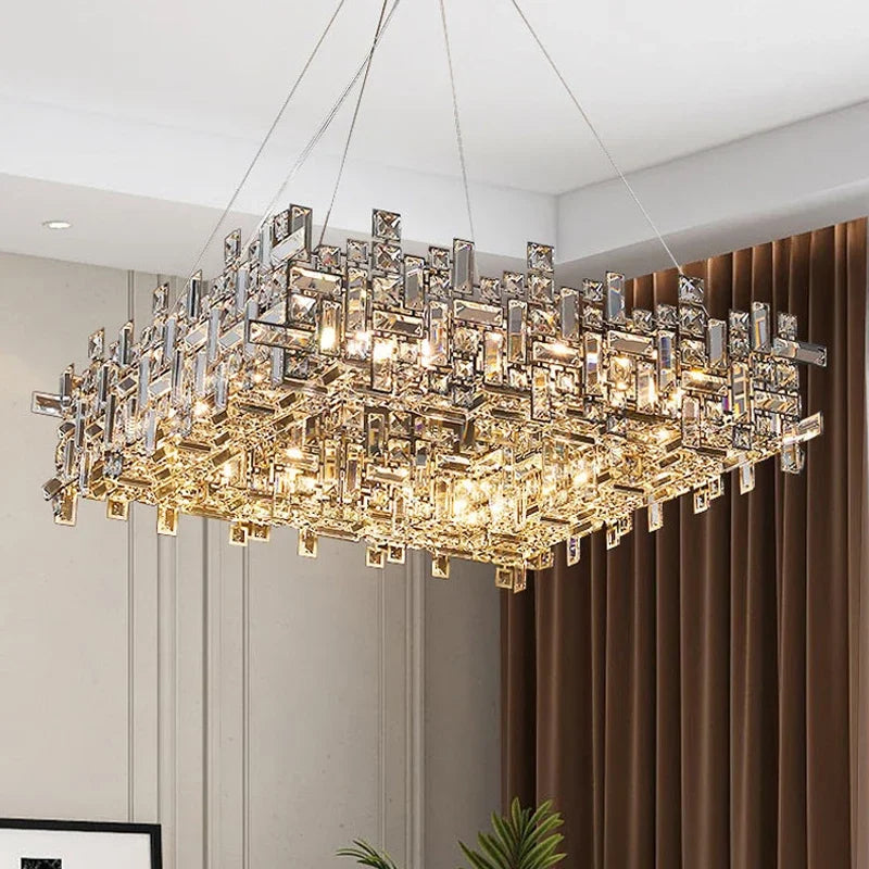 Luxury Chrome LED Crystal Chandelier - Modern Ceiling Pendant Light Fixture