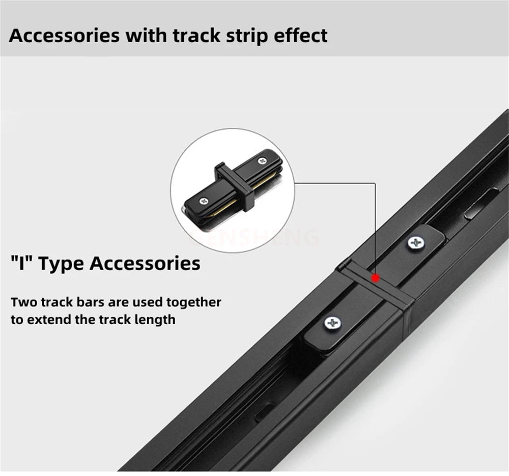 LED Track Light Rail 0.5M 1M Black White Aluminum 2 Wire System Track Light Series Universal Track for Ceiling Spot Lamps