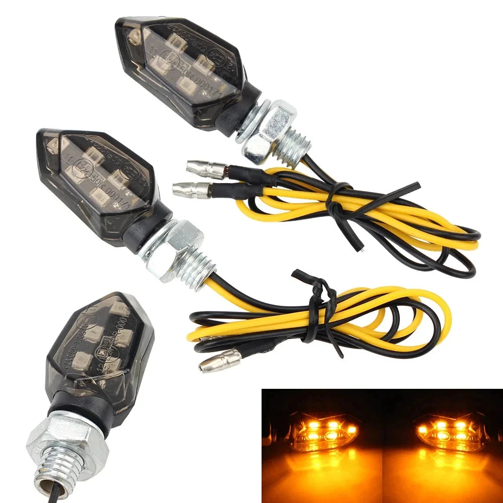Super Bright Mini Motorcycle LED Turn Signal Lights (2 Pcs) - Universal Amber Blinker Indicators for Motorbikes & Scooters